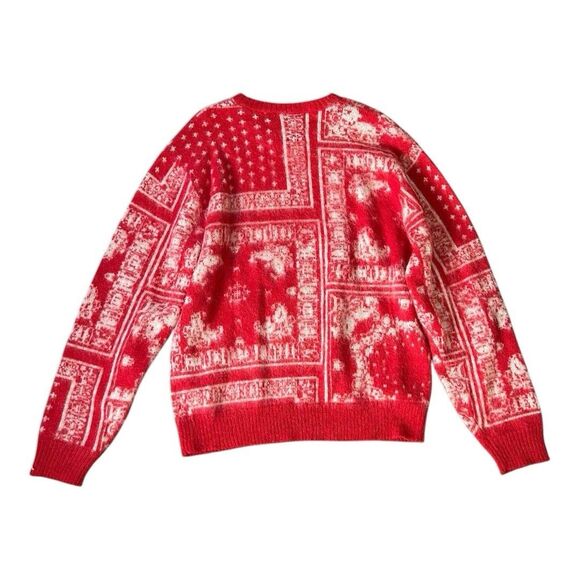 Highsnobiety Bandana Alpaca Sweater White Red Size Medium Soft Wool Blend - Picture 9 of 10